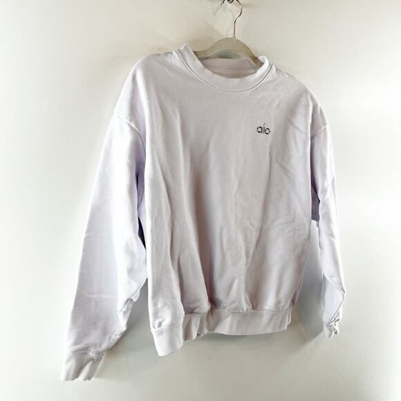 Alo Yoga Accolade Crewneck Oversized Pullover Sweatshirt White XS - Picture 5 of 7
